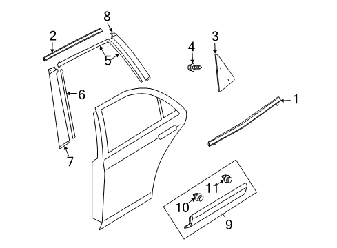 2010 Mazda CX-9 Exterior Trim - Rear Door Diagram