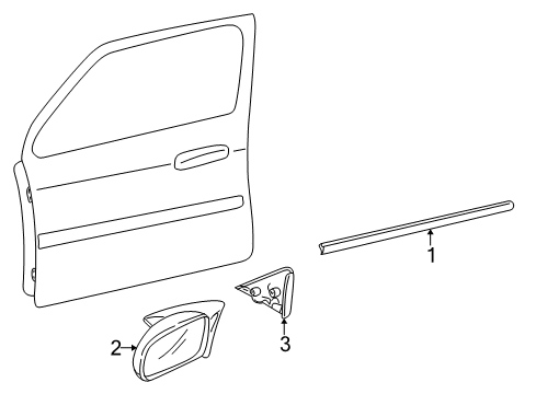 1998 Mazda 626 Exterior Trim - Front Door Diagram