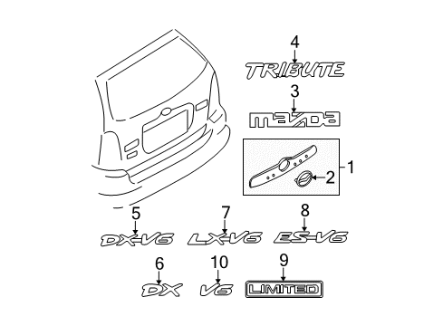 2001 Mazda Tribute Exterior Trim - Lift Gate
