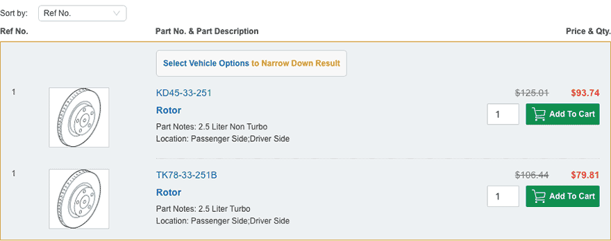 How do I locate a part from the category I've selected?
