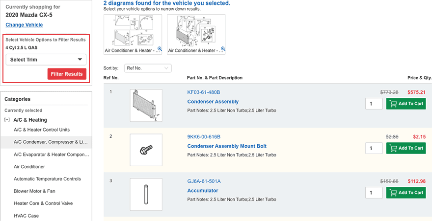 The part I'm looking for has multiple listings, what do I do?